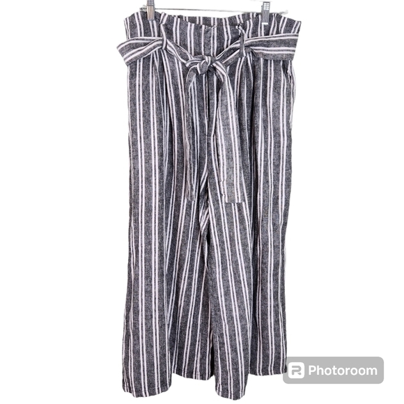Who What Wear Striped Linen high-waist Pants - Picture 1 of 8
